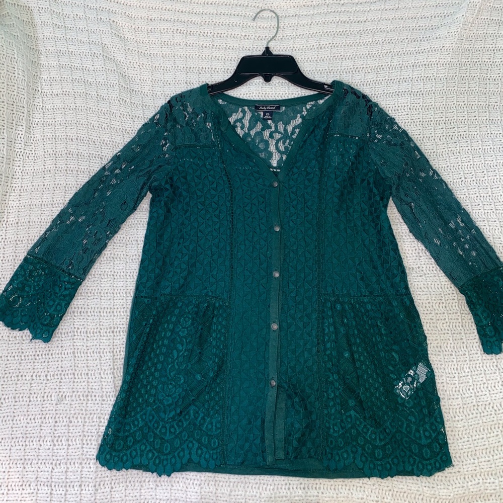 Luckys green lace blouse